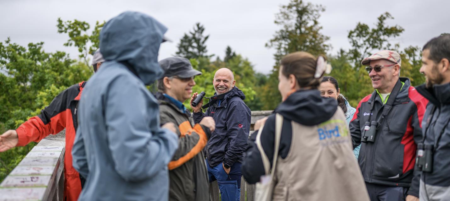 Der Aussichtsturm ist bei allen Führungen ein besonderes Highlight. Foto: N.Stettler/BirdLife Schweiz